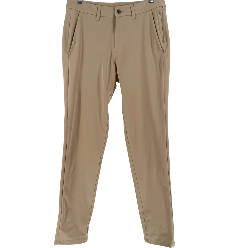 Lululemon Commission Slim Fit Pants Tan Mens 31x30 Golf Performance Tech Trouser
